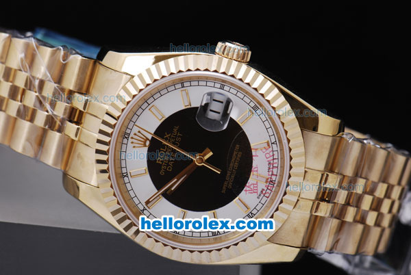 Rolex Datejust Automatic Movement Full Gold with White&Black Dial and Gold Stick Marker - Click Image to Close